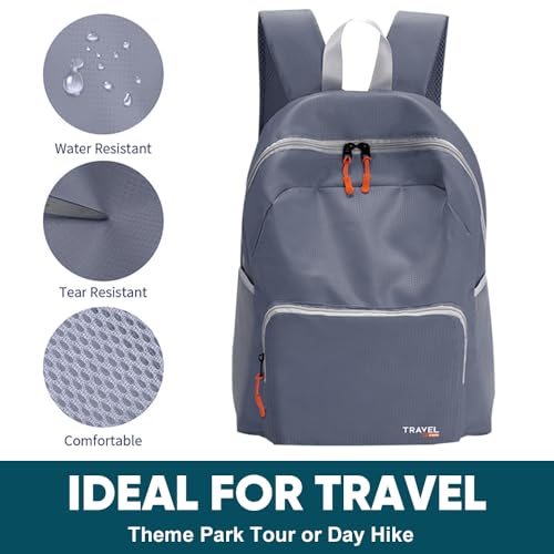 Mochila ligera y plegable para senderismo gris miniatura 6