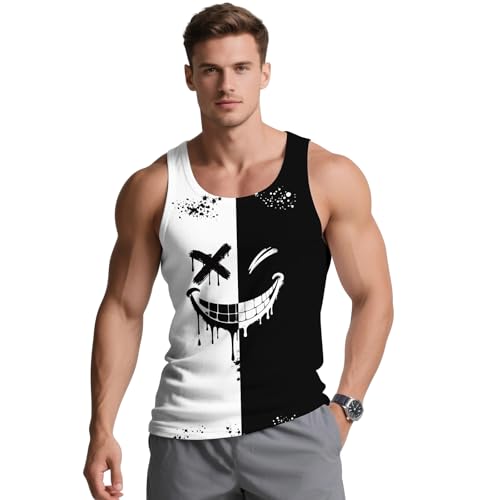 Mens Rave Tank Tops 3D Graphic Sleeveless Summer Sports Gym Quick Dry Workout T-Shirt