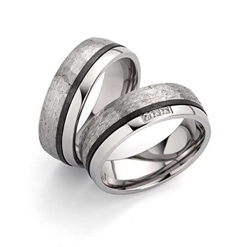 Alliance de mariage titane carbone diamant bague homme femme gravée