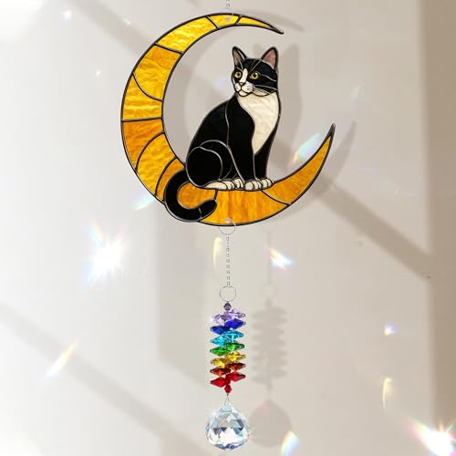 MALFIRST Tuxedo Cat Suncatcher – Black and White Cats Decor