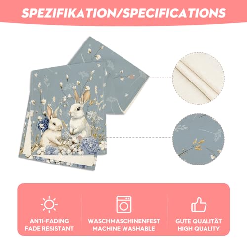 Artoid Mode Hortensie Hasen Blumen Blätter Ostern Tischläufer, Frühling Küche Tisch Dekoration Drinnen Urlaub Party Dekor 40x180 cm