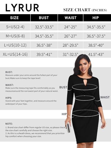 Lyrur Women'S Wear To Work Dresses Elegant Formal Office 3/4 Sleeve Midi Body Con Dresses  thumb #1