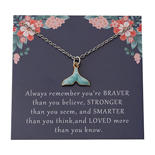 KUIYAI Whale Tail Necklace - Dolphin Lovers Gift With Message Card - Blue Whale Gift for Women