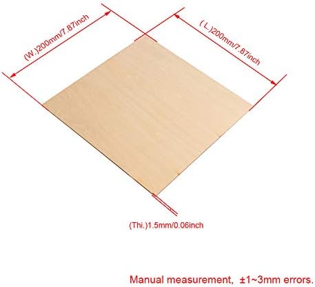 Homeswitch Rectangle Unfinished Craft DIY Basswood Wooden Sheets for DIY Building Model Parts Pack of 5 (200x200x1.5mm)