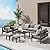 Wisteria Lane Aluminum Outdoor Patio Furniture Set with Footrest, Modern Patio Conversation Sets, Outdoor Sectional Metal Sofa with 5 Inch Cushion and Coffee Table for Balcony, Garden, Dark Grey
