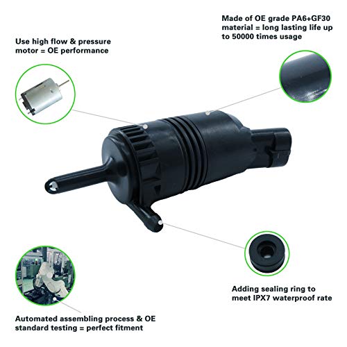Tostmolt 2Pcs 12V Front+Rear Windshield Washer Fluid Pump W/Grommet For Astro Safari Trailblazer Envoy Suburban Yukon Tahoe Escalade Acadia Typhoon S15 Jimmy S10 Blazer Traverse Caprice Trax & Multi #TOP5