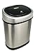 Ninestars CB-DZT-50-13/12-9 Automatic Touchless Infrared Motion Sensor Trash Can Combo Set, 13 Gal 50L & 3 Gal 12L, Stainless Steel Base (Oval, Silver/Black Lid)