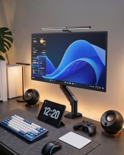 Image of HUANUO FlowLift Single Monitor Mount, 13 to 32 Inch Monitor Arm, Adjustable Monitor Stand, Vesa Mount with Clamp and Grommet Base - Fits 4.4 to 19.8lbs LCD Computer Monitors