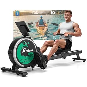 Rowing Machine for Home Gym, EvoSpark Magnetic Rowing Machines 350 LB Weight Capacity – Foldable Rower for Home Use with App Supported, Upgrade to Double Slide Rail