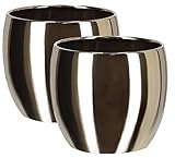 KOTARBAU® 2er Set Keramik-Blumentopf Übertopf ⌀ 13 cm für Blumen Pflanzen Gold