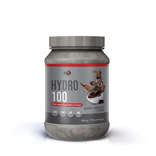 Pure Nutrition Hydro 100 WHEY HYDROLYZATE Proteinpulver Vassleproteinpulver Dryck Vassle Hydrolyserat proteinpulver Lågkolhydratfett Stevia Inuti chokladkakor Premium tysk kvalitet 15 30 60 portioner (Gourmet Chocolate, 454g)