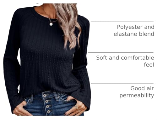Image of Dokotoo Womens Tops Long Sleeve Lightweight Shirts 2026 Spring Fashion Clothing Trendy Tops Crewneck Knit Basic Tee