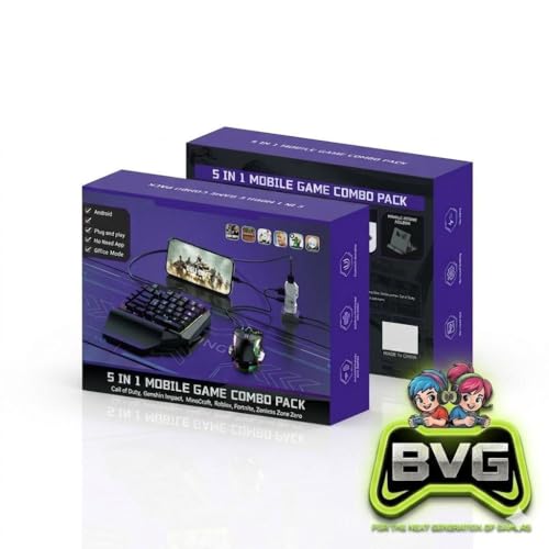 Image of 5 in 1 Mobile Game Combo Pack with RGB Mini Gaming Keyboard & Mouse with Side Button & Mobile Holder,Gaming Adapter with Mobile Game Converter for Android & iOS