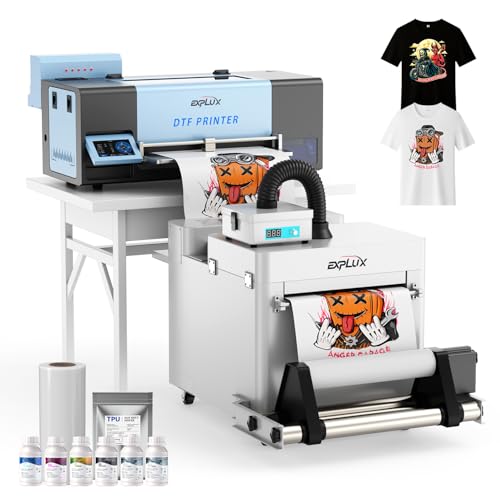 Image of EXPLUX A3 DTF Printer XP600 Printhead S13 Bundle with Shaker Dryer | Scheduled Auto-Cleaning, Built-in White Ink Circulation, 5 inch Touchscreen, 5-Min Fast Printing, for Startups & Small Businesses