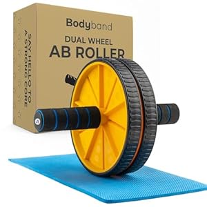 Bodyband Abs Roller for Men & Women Stomach Abs Roller Wheel for Home Workout, Gym Ab Roller for Men Abs Workout Equipment for Abdominal Ab Roller Home Exercise Equipment With Knee Mat -Yellow Black