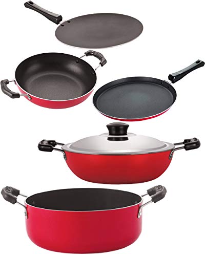 Image of NIRLON Kitchen Non Stick Cookware Combo Set of 5 Pieces (2.6mm CT KD13 DKDB Cass22 FT12)