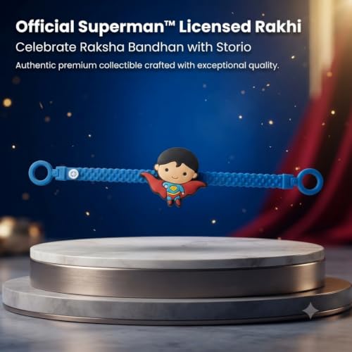 Image of Storio Superman Silicone Band Rakhi | Officially Licensed | Rakhi for Boys, Bhaiya, Bhai | Raksha Bandhan Gift