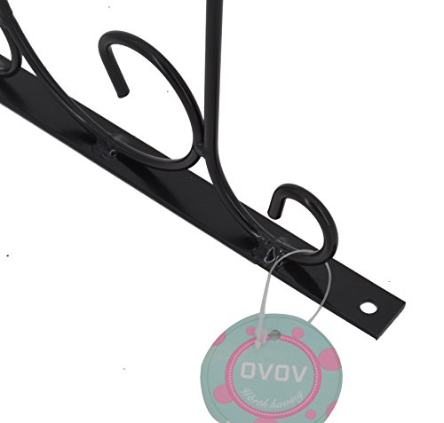 2 PCS Wall Hanging Plants Bracket Premium Thicken Iron Decorative Planter Hook with 2 PCS 6" S-Hooks for Lanterns,Planters,Hanging Bird Feeders,Ornaments (Black) by OVOV - Thumbnail 2