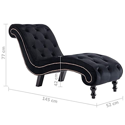 vidaXL Chaiselongue Samt dick gepolstert Home Modern Sleeper Sofa Liege Couch für Schlafzimmer Wohnzimmer Freizeit Club Stuhl Sofa Bett Schwarz
