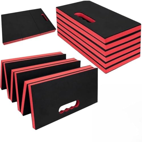 Almohadilla grande plegable para maquinaria de espuma EVA para mantenimiento automotriz, jardinería y camping, alfombrilla impermeable para rodillas con asa, 117 x 19 x 3 cm, color rojo
