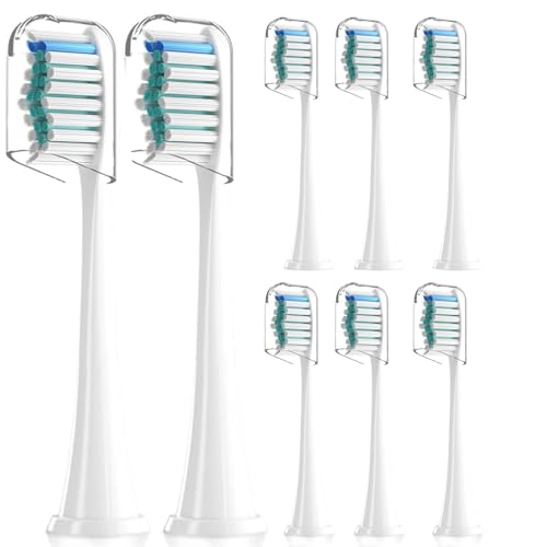 Rebeool Sensitive Replacement Brush Heads Compatible with Philips Sonicare 7900 Electric Toothbrush, Medium Softness Bristles for Delicate Cleaning - Protective 4300 Brush Head x8