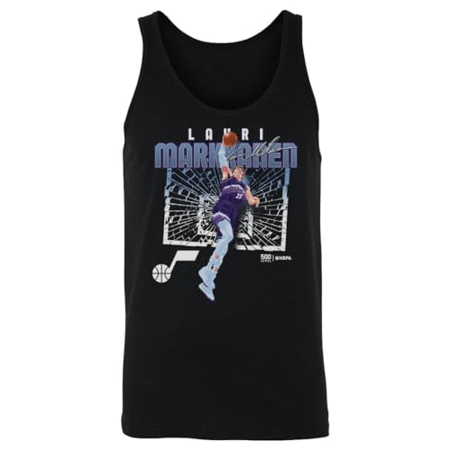 500 LEVEL Lauri Markkanen Utah Jazz Shattered Men's Tank Top (Black, XX-Large)