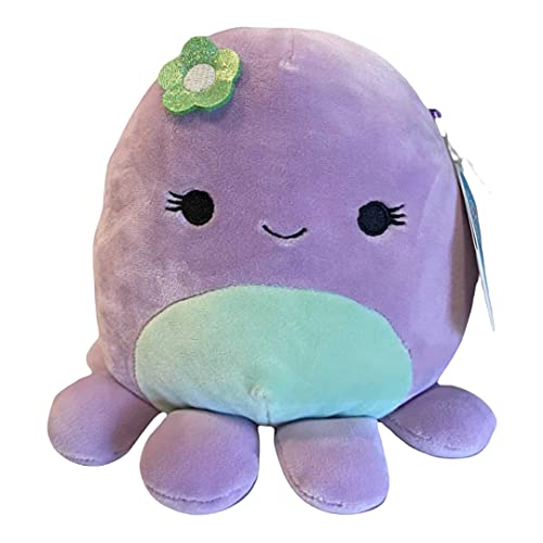 Squishmallows Official Kellytoy 7 Inch Soft Plush Squishy Toy Animals… (Violet Octopus with Flower)