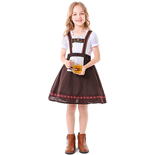 RABISS Kids Girls Oktoberfest Costume Halloween Beer Maid Costumes Traditional Bavarian German Dirndl Dress Carnival Costumes