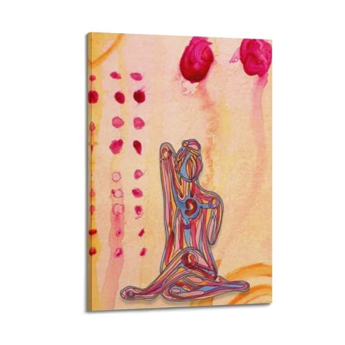 Toile yoga WIZIGM style coloré pour mur blanc triste