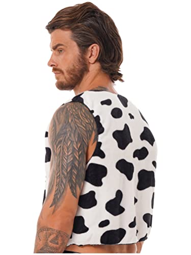 Men's Cow Print Vest Open Front Sleeveless Cardigan Waistcoat Cowboy Halloween Cosplay Tops3