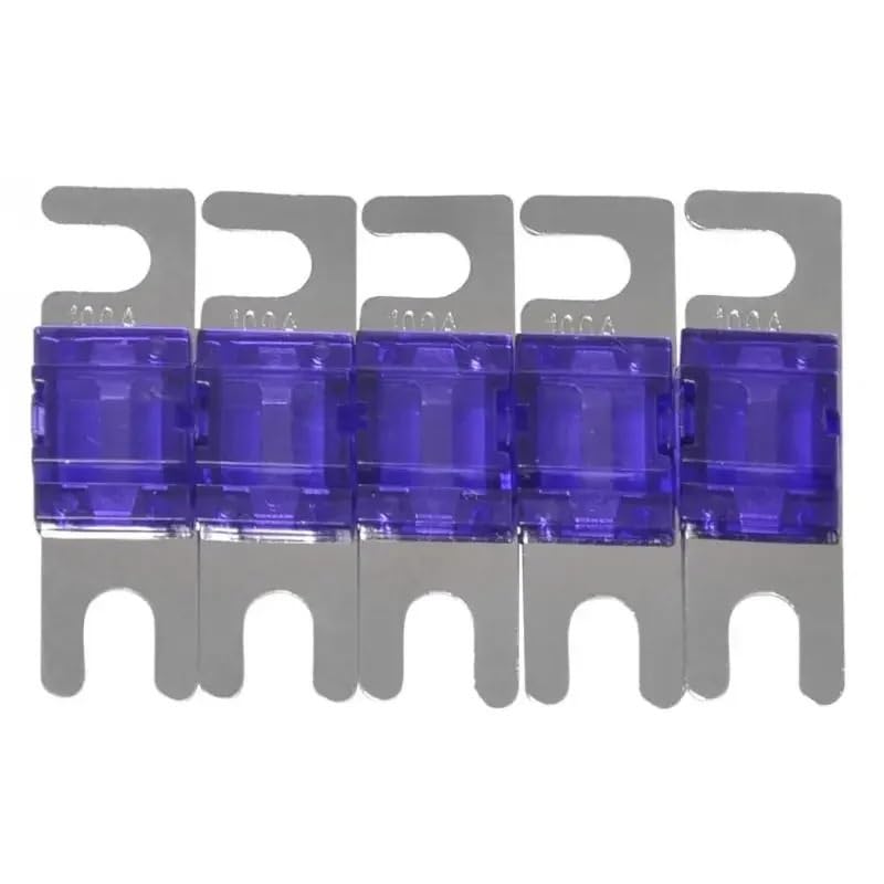 Set de 5 fusibles automotrices mini 30A, 40A, 60A, 80A, 100A nickelados para circuito estereo de autos 32V miniatura 4