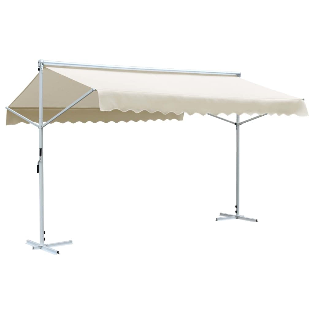 Auvent autoportant 4x3m double toile crème avec cadre en acier