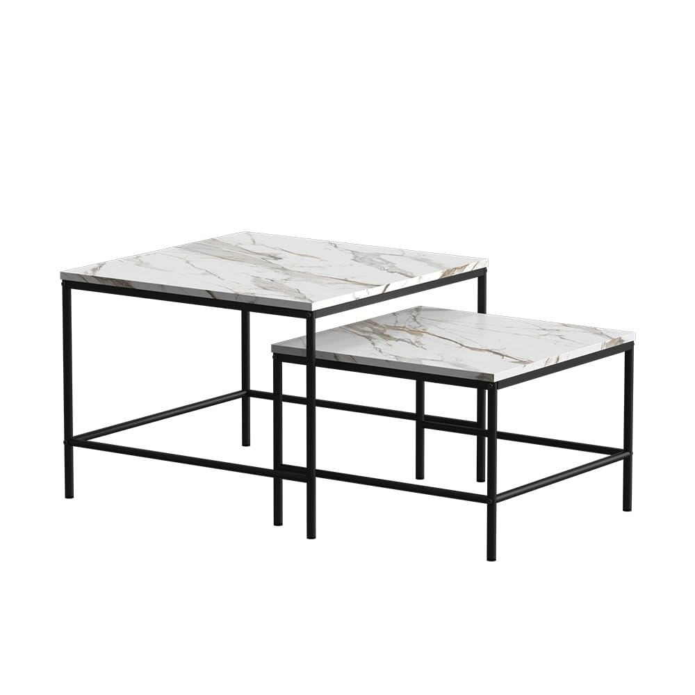 Vicco Couchtisch-Set Ramio, Weiß/Schwarz, 60 x 60 cm 2 Teile, zur flexiblen Nutzung als Ablagefläche oder Beistelltische