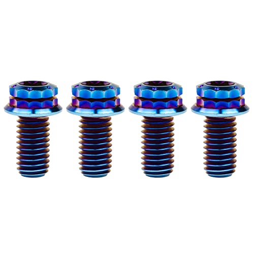 Image of Titanium Flange 12 Point Head M8 x15 20 25 30 35 40 45 50 55 60 65mm Screw Bolt Pack of 4 (M8x15mm, Burning Blue)