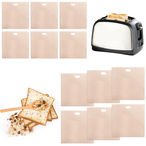 CAREDGO 12 Pcs Bolsa Tostadora Reutilizable Bolsas Para Tostar Pan Sin Gluten Bolsa Sandwich Tostadora Bolsas Tostar Pan Bolsa Celiaco Tostadora Para Tostadora Sándwichera Microondas 16*16,5cm 17*19cm