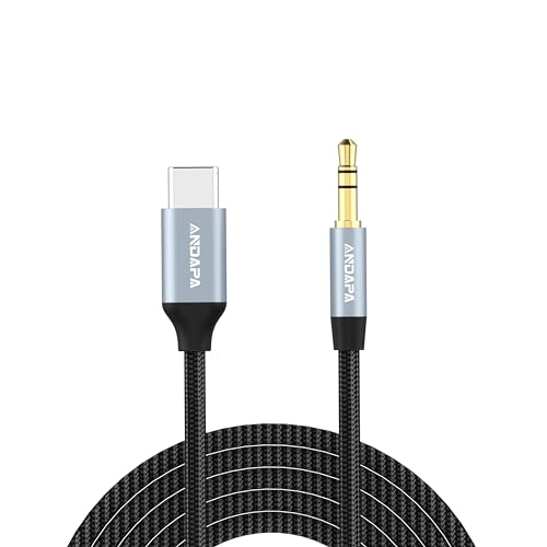 ANDAPA USB-C to 3.5mm Auxiliary Audio Cable (1M) USB-C to 3.5mm headphone jack cable compatible with iPhone 15 16 17 Pro Max Samsung S24/S23/S22/S21 Pixel 4/5 XL and iPad Pro.