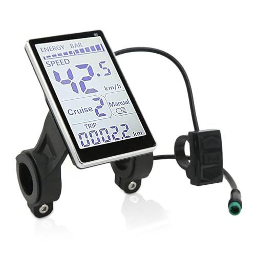 Electric Bicycle LCD Display, 24V 36V 48V 60V Universal E Scooter M5 E Bike Display Meter Control Panel Waterproof 5 Pin Electric Scooter Panel Screen for 31.8 22.2mm Electric Bikes