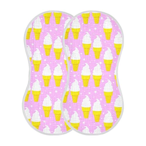 Ice Cream Star Pink Baby Burp Cloths Absorbent Cotton Burp Cloths Rags Burping Clothes for Babies Burp Cloth Baby Bibs Washcloths for 22x11IN Baby Boy Girl Essentials,2 Pack