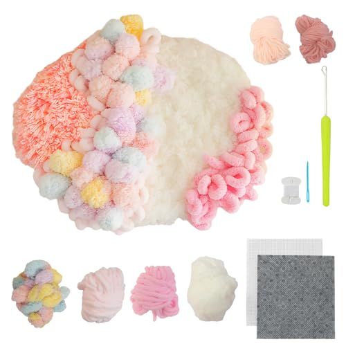 Image of beausougon DIY Latch Hooking Craft 3D Coaster Set with Moss Design, Crochet Kit for Adults
