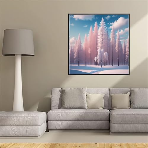 Peinture diamant broderie paysage enneigé format XXL 85x85cm