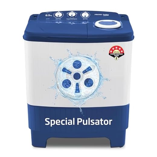 Voltas Beko, A Tata Product 6.5 Kg 5 Star Semi-Automatic Top Loading Washing Machine (2024 Model, WTT65UNX/OK3I0I0W01, Blue, Pulsator wash technology)