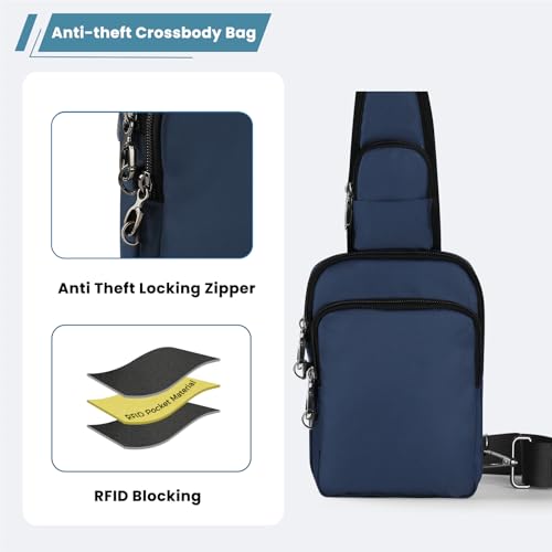 Image of Sling Bag, Crossbody Bag with Zipper Lock, RFID & Water Resistant for Women and Men Small Chest Bag for Travel Casual