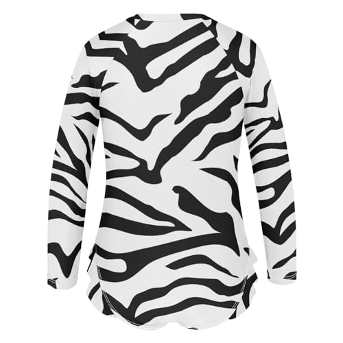 Aflyko Girls' Rash Guard Swimsuit Zebra Skin Black One-Piece Swimwear UPF 50+3