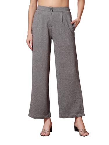Image of OOMPH! Women's Straight Fit Mid Rise Korean Trousers|Trouser Pants for Women|Elegant Workwear for Office, College & Events|Trousers for Woman
