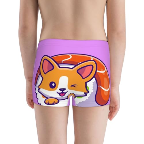 Boys' Cotton Boxer Brief Soft Underwear-Corgi In Sushi Roll3
