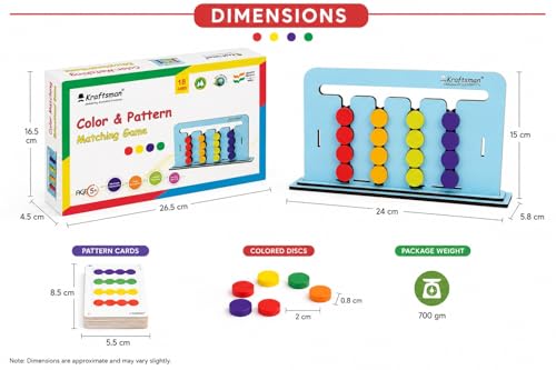 Image of Braintastic Wooden Color and Pattern Matching Fun Learning Game Baord for Kids 4+