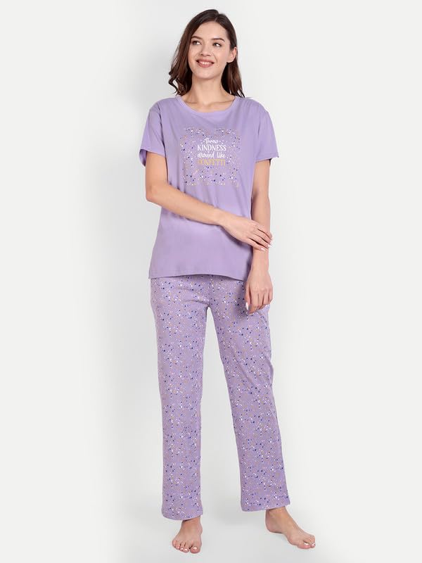 Image of Bedtime story Cotton Night Suit for Women Girls | Women's Cotton Printed Pant & Top Night Suit Set Pyjama Set Sleepwear Nightwear Nightdress Loungewear