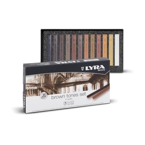 LYRA Grey and Brown tones, Pasteles Duros para Bellas Artes, Cuadrado, Estuche Cartón, Set Tonos Marrones, colores surtidos, 12 unidades