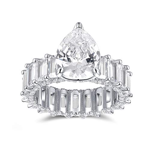 S925 Sterling Silver Ring Pear-Shaped CZ Cubic Zirconia or Gold-Plated Sterling Silver Princess Square Cut Ring, Gift Engagement Wedding Ring