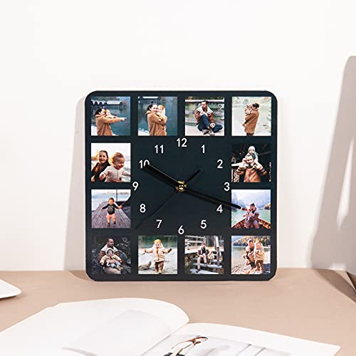 image for kaululu Personalized Wooden Wall Clocks Custom Photo Name Clock Family